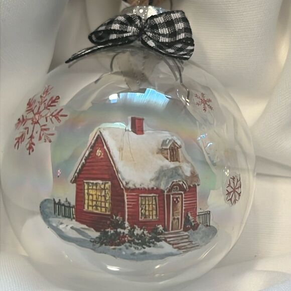 Upcycled Clear Glass Ornaments 3 Different Christmas Balls house, Santa and tree - Picture 14 of 15